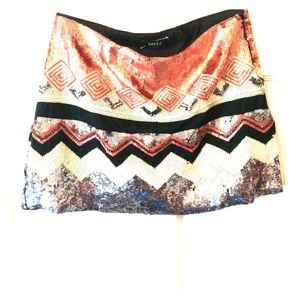 Tribal Sequin Mini Skirt